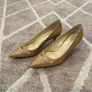 Sarah Flint Tan Patent Pointed Pump Size 40